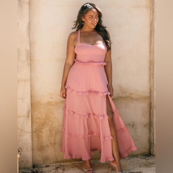 Mauve tiered corset maxi dress medium - Picture 3 of 6